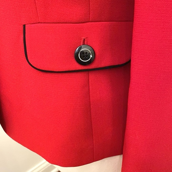 Jones New York Suit Separates Vintage Red Black Button Lined Blazer Jacket SZ 4 - Picture 5 of 13